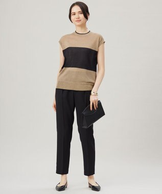 自由区 【カタログ掲載・アンサンブル対応・洗える】ラメシアープルオーバー ニット ブロンズ×ブラック