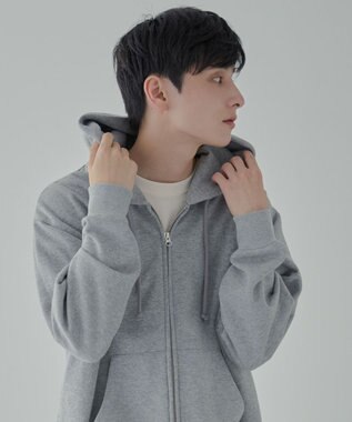 WEGO 【ユニセックス着用ITEM/SMLサイズ展開】リラックスフィットダブルZIPパーカー 杢グレー