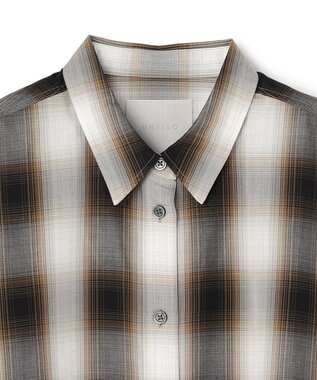 UNFILO レギュラーカラー ポプリンシャツ オンブレーチェック