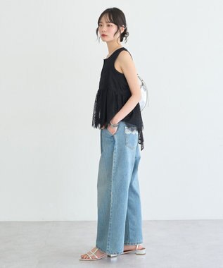 earth music&ecology 【綿100％】ピコミシンヘンリーネックタンクトップ Black