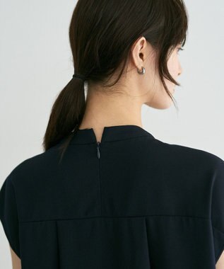 YECCA VECCA パールタックフレンチスリーブブラウス Dark Navy