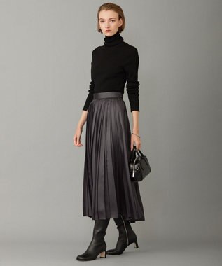 ICB 【洗える】レザーライクプリーツ スカート チャコール系