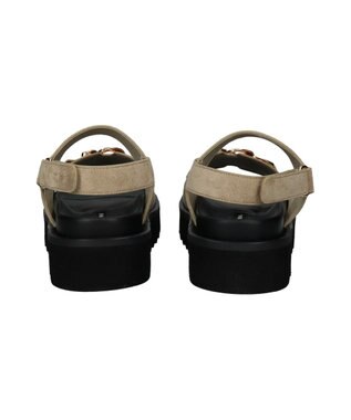 Bridget Birkin 【PARADIS COULEUR】メタルチェーン厚底フットベッドサンダル ベージュスウェード