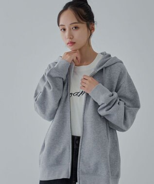 WEGO 【ユニセックス着用ITEM/SMLサイズ展開】リラックスフィットダブルZIPパーカー 杢グレー