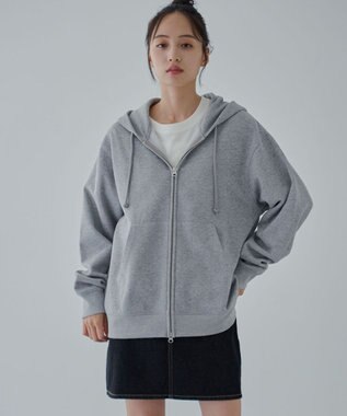 WEGO 【ユニセックス着用ITEM/SMLサイズ展開】リラックスフィットダブルZIPパーカー 杢グレー