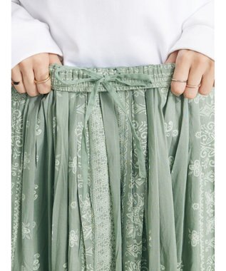 CRAFT STANDARD BOUTIQUE パネル柄マキシギャザースカート Light Green