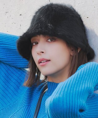 Tiaclasse ファーバケットハット ブラック