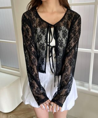 WEGO レースリボンカーディガン ブラック