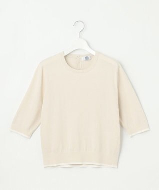 J.PRESS LADIES BASIC HT COTTON クルーネック ニット ライトベージュ系