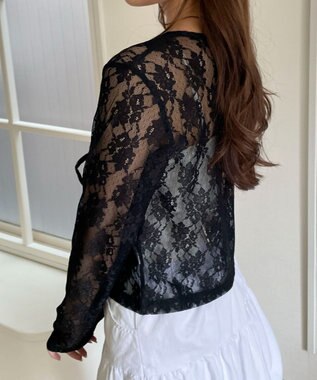 WEGO レースリボンカーディガン ブラック