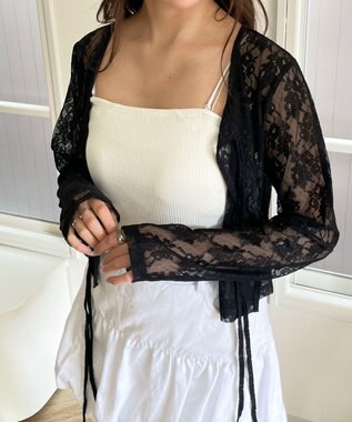 WEGO レースリボンカーディガン ブラック