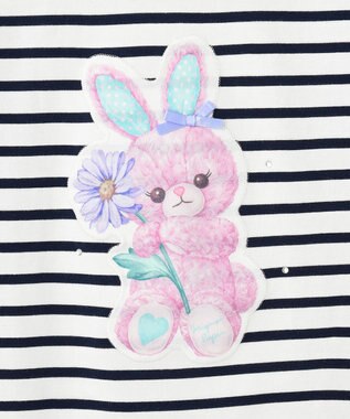 ANY KIDS ウサギ ボーダー Tシャツ ネイビー系