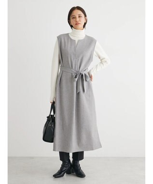 Green Parks ハイスペック共布リボン付ジャンスカ Gray Mixture