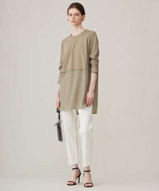 ICB L 【洗える】 シアージャージーコンビ カットソー フォーン系