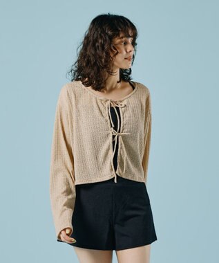 San-ai Resort（三愛水着楽園） 【WEB限定】ニットレーストップス付き4点セット水着 ベージュ