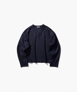 ATON MERINO COLLEGE JERSEY | Vネックプルオーバー NAVY
