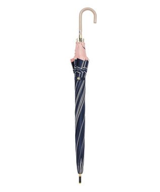 MOONBAT 【雨傘】ランバン オン ブルー(LANVIN en Bleu) ストライプ リボンプリント 長傘 耐風傘 ジャンプ式 ネイビーブルー