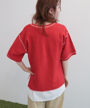 AMERICAN HOLIC 【RUSSELL】ワッフルヘンリーTシャツ Red