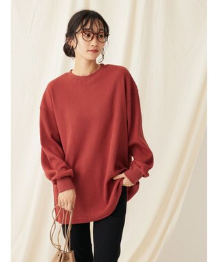 CRAFT STANDARD BOUTIQUE ワッフルレイヤード風プルオーバー Brick Red