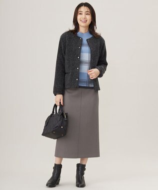 J.PRESS LADIES 【WEB限定】パイルジャージー ノーカラー ブルゾン 【WEB限定】チャコール系