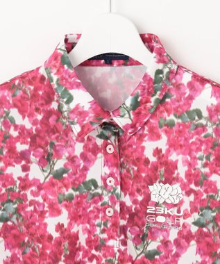 23区GOLF 【WOMEN】【接触冷感・UVケア・吸水速乾】ブーゲンビリア柄 ポロシャツ ピンク系5