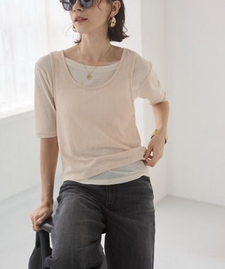 WEGO 【ANGIE VINTAGE】シアースラブレイヤードTシャツ ナチュラル