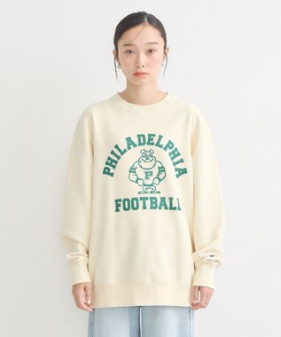 earth music&ecology チャンピオン　ｅｍａｅプリント裏毛プルオーバー Ivory