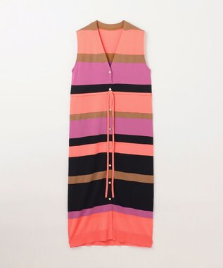 GRACE CONTINENTAL ニットマルチボーダージレ ピンク