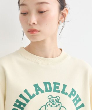 earth music&ecology チャンピオン　ｅｍａｅプリント裏毛プルオーバー Ivory