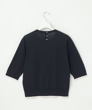J.PRESS LADIES BASIC HT COTTON クルーネック ニット ネイビー系