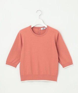 J.PRESS LADIES BASIC HT COTTON クルーネック ニット ローズピンク系