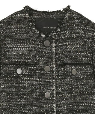 YECCA VECCA ノーカラーツイードジャケット Black