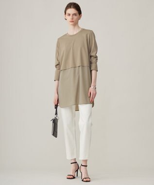 ICB L 【洗える】 シアージャージーコンビ カットソー フォーン系