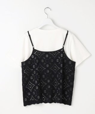 自由区 レースコンビ Tシャツ オフ×ブラック