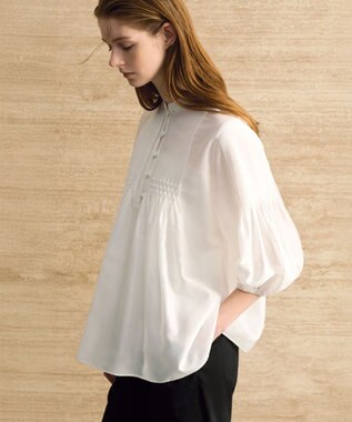 23区 【R(アール)】スモッキングタックオーガンザ ピンタック ブラウス