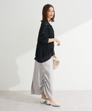 Green Parks フラワー柄チュールブルゾン Black