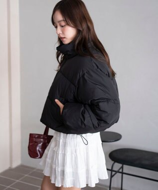 WEGO 【25年秋冬新作/SMサイズ展開】2WAYファーフードショートパファーブルゾン ブラック