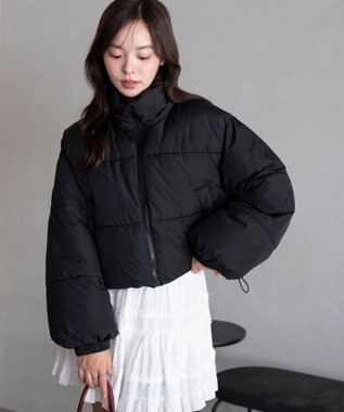 WEGO 【25年秋冬新作/SMサイズ展開】2WAYファーフードショートパファーブルゾン ブラック