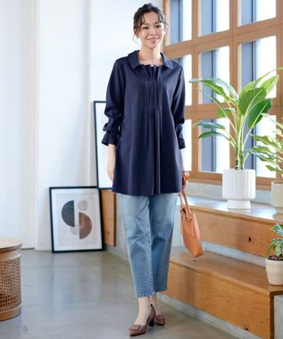 Tiaclasse フロントタックシャツチュニック ピンク