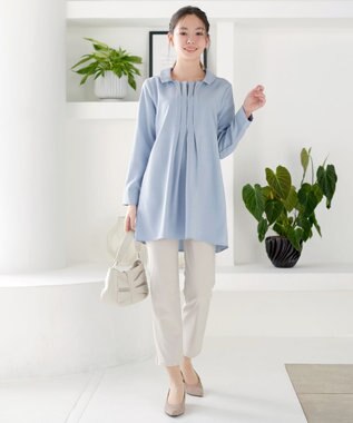 Tiaclasse フロントタックシャツチュニック サックス