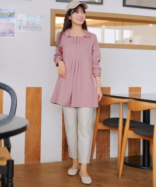 Tiaclasse フロントタックシャツチュニック ピンク