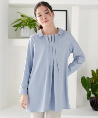 Tiaclasse フロントタックシャツチュニック サックス