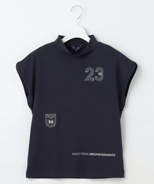 23区GOLF 【WOMEN】新色追加！【吸水速乾/UVカット】フレンチスリーブロゴモックネック ネイビー系
