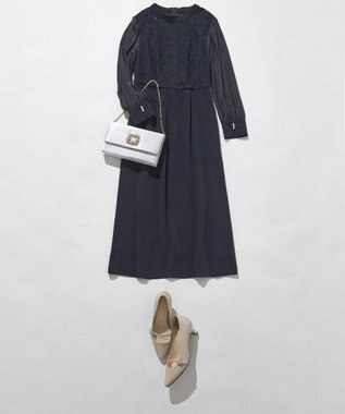 ANY SIS 【洗える】Nobleコンビ ドレス ネイビー