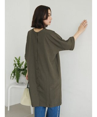 Green Parks 前後２ｗａｙミディ丈タックワンピース Khaki