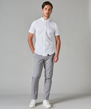 GOTAIRIKU 【吸汗速乾】クールマックス鹿の子 半袖ビズシャツ_ボタンダウン ホワイト系