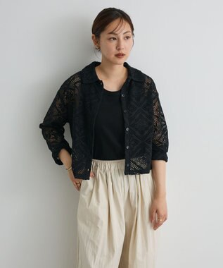 CRAFT STANDARD BOUTIQUE クロシェレースカーディガン Black