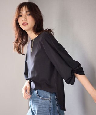 ANY L 【洗濯機可】シルケットスムースタックスリーブプルオーバー ブラック