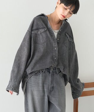 AMERICAN HOLIC Wポケットデニムシャツ Black