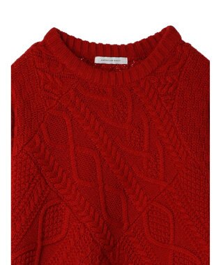 AMERICAN HOLIC パッチワークケーブルニットチュニック Red